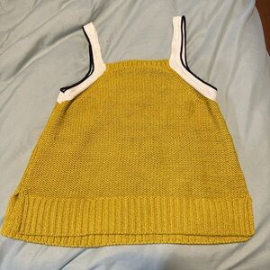 Anthropologie Mustard Knit Top with White and Black Trim
